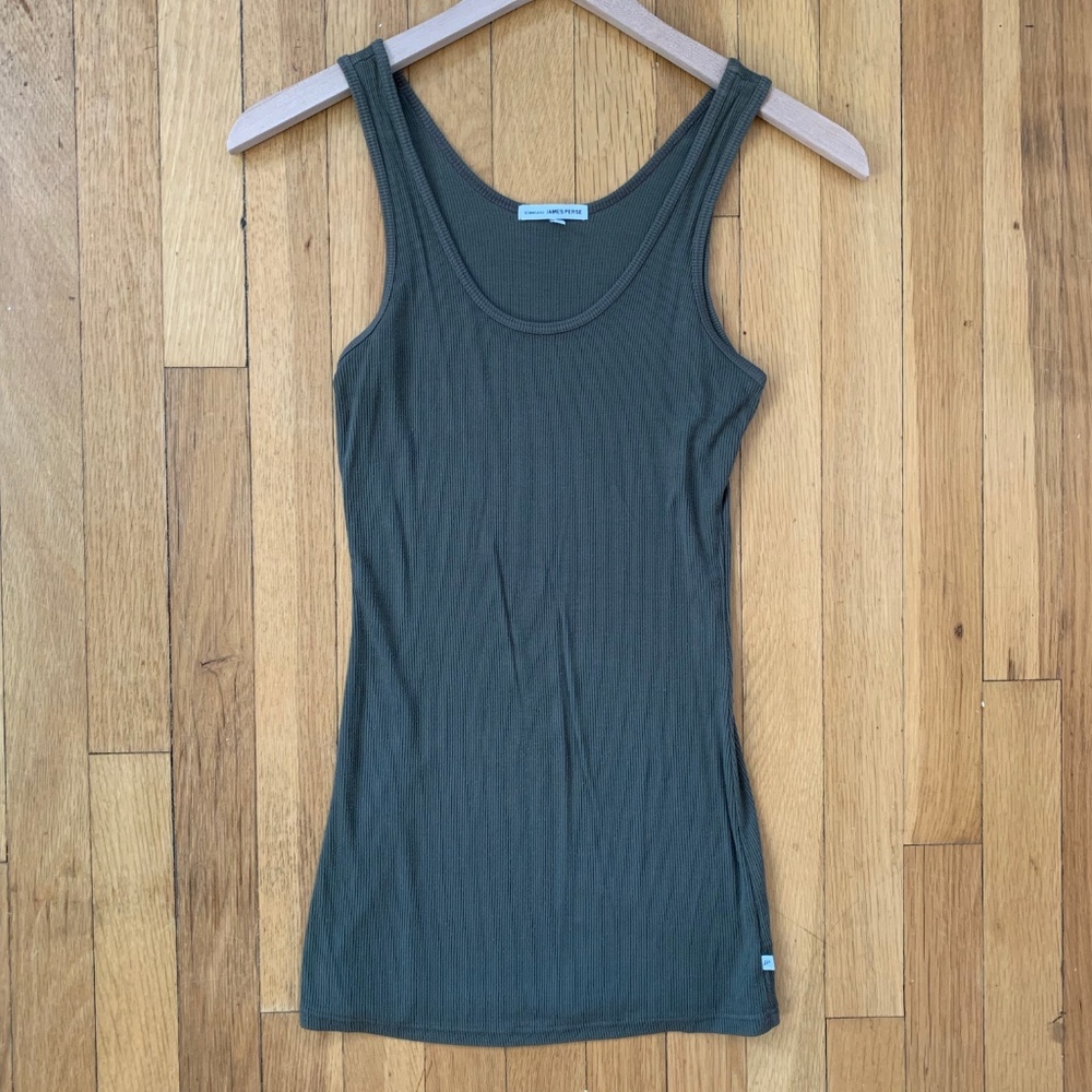 James Perse Ribbed Long Olive Tank Size 2 / Medium